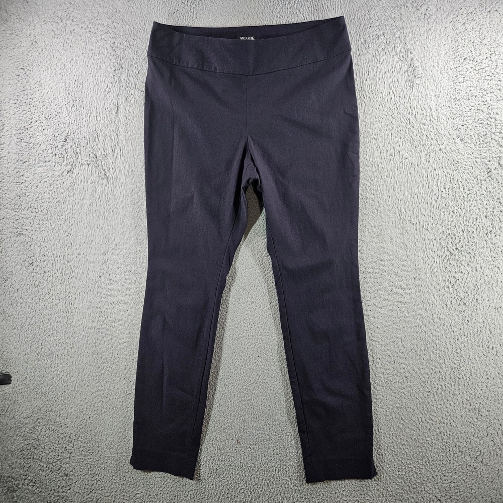 Nic+Zoe Wonderstretch Pants Womens 10 Navy Blue Skinny Leg Pull On Trousers